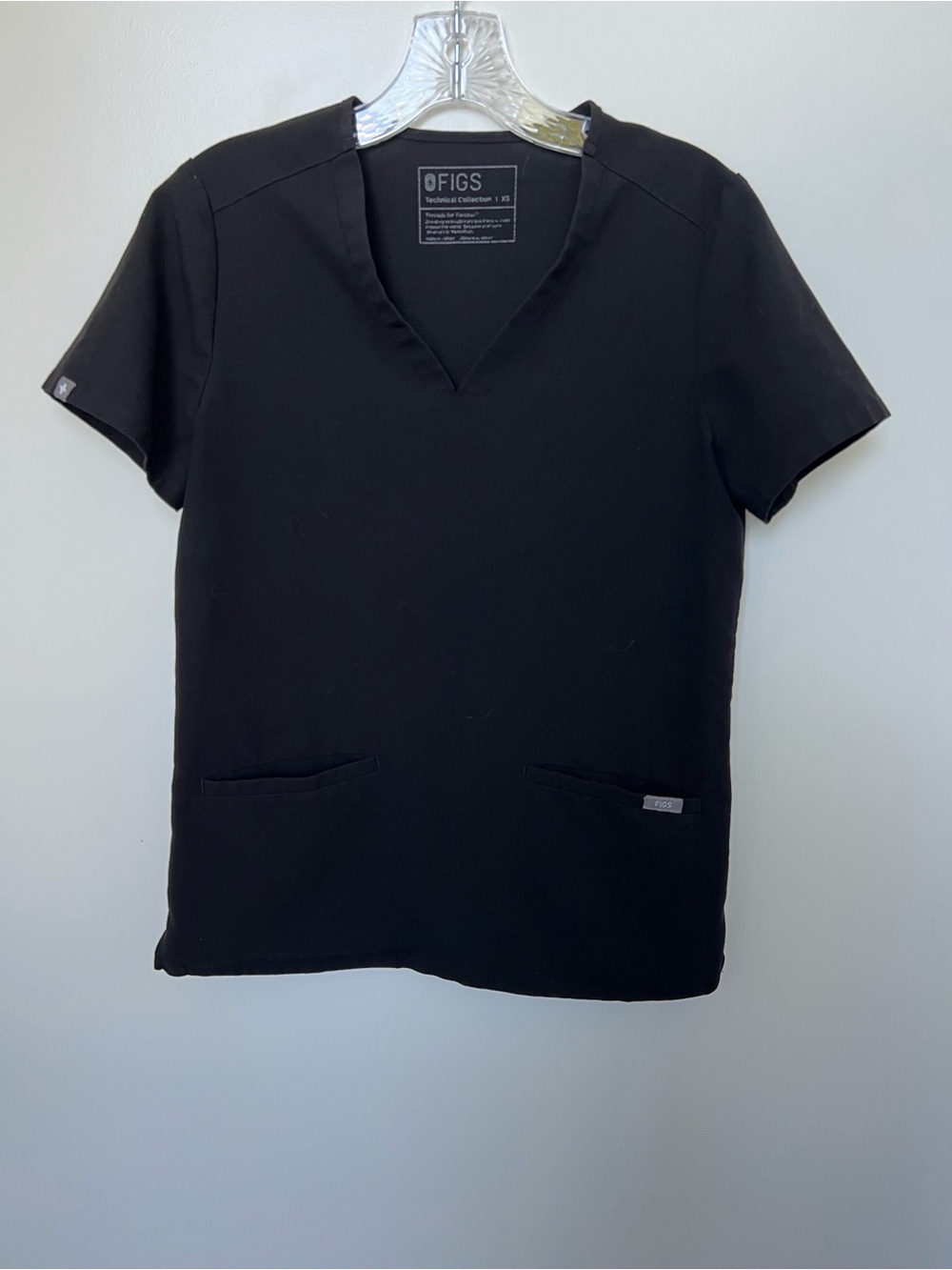 FIGS technical collection Black V-Neck Scrub Top